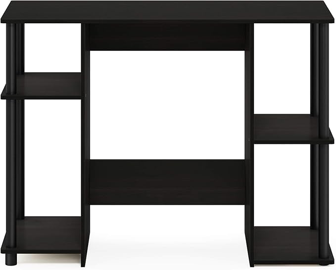Furinno JAYA Desk, 38.4" Wide Gaming Desk, Computer Study Desk, Office Desk with Side Shelves, Open Storage, for Home Office, Bedroom, Dorm, Study Room, Espresso