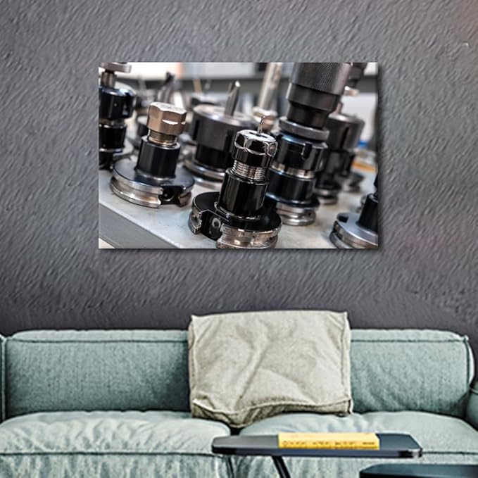 Factory Wall Decor Machine Drill Bits Canvas Prints Bathroom Artwork for Wall Office Living Room Wall Decor 1 Panel CNC Machine Tools Wall Art Framed Wall Art Posters & Prints, 16" x24"