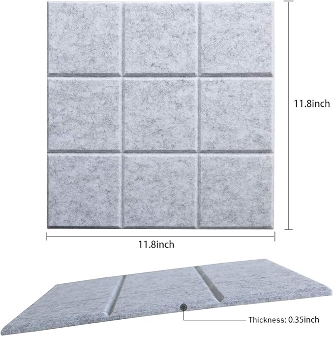 Large Felt Board Tiles for Wall with 30 Push Pins, 11.8"x11.8" Pack of 6 Pin Board Notice Boards for Home Office Kitchen, Bulletin Board Wall Tiles for Photos Memos (Grey+White, 6 Pack)