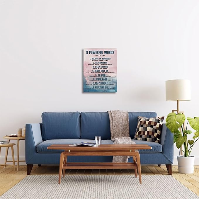 8 Rules Of Life Canvas Decoration Painting, Inspirational Motto Canvas Wall Art, Inspirational Phrase Wall Art,Office Decor paintings ，Suitable For Office, School, Library,Home，Workplace ，Bedroom