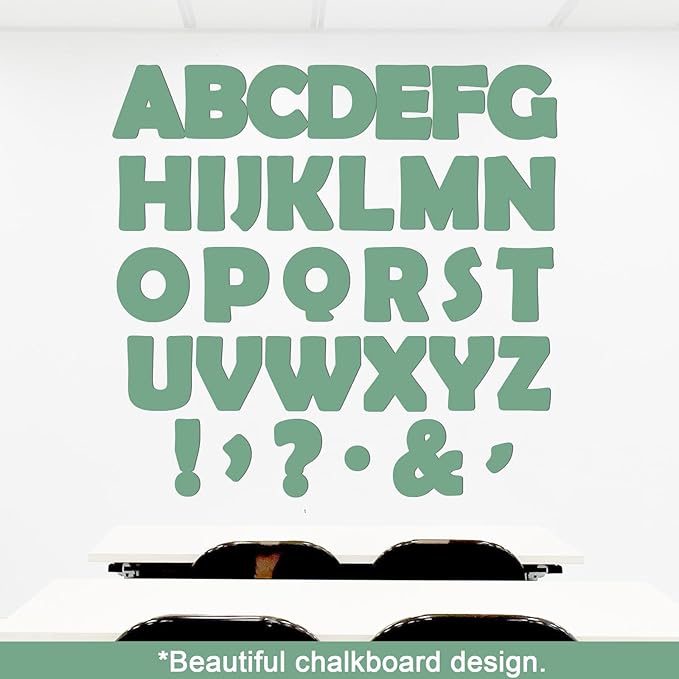 150 PCS Large 7" Bulletin Board Letters Set,Green Eucalyptus Classroom Alphabet Cutout Letter for Bulletin Board Display Home School, A Great Helper to Inspire Students' Learning Interest