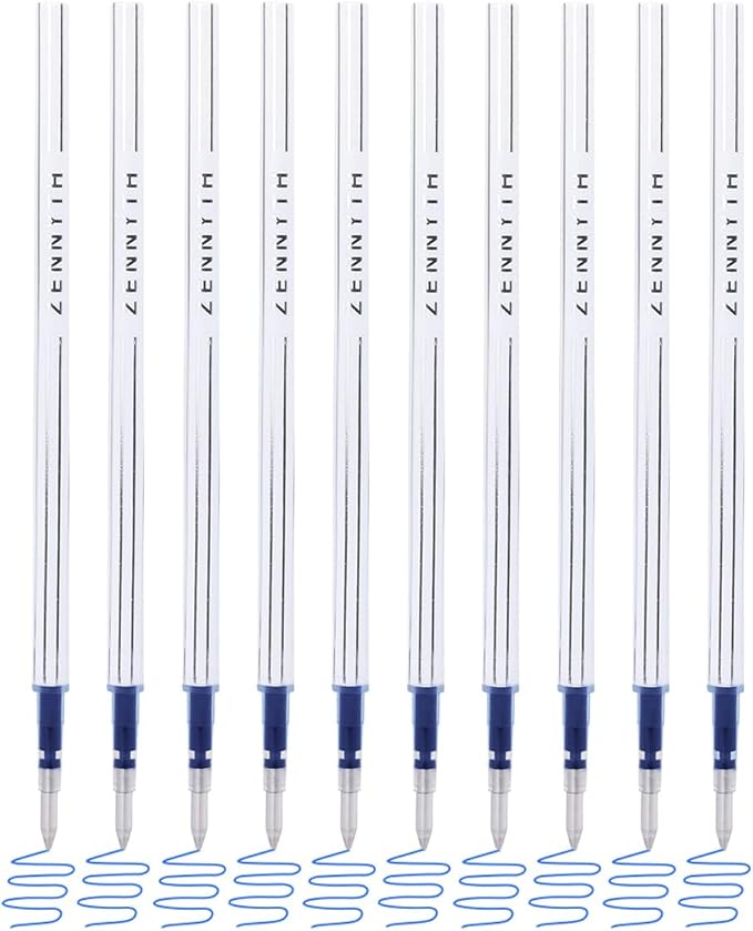 10 Pieces Gel Ink Pen Refills Replaceable Ballpoint Blue Ink Pen Refills Extra Fine Point 0.5mm Smooth Writing for Office School Supplies (Blue Ink)