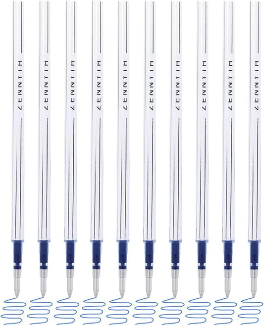 10 Pieces Gel Ink Pen Refills Replaceable Ballpoint Blue Ink Pen Refills Extra Fine Point 0.5mm Smooth Writing for Office School Supplies (Blue Ink)