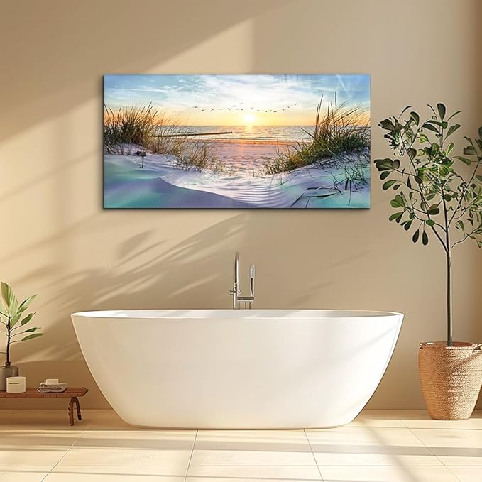 hyidecorart Canvas Wall Art For Living Room Large Size Decor Bedroom Blue Ocean Beach Landscape Paintings Poster Prints Artwork Office Decorations Seascape Pictures Modern Home Works