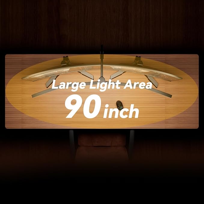 Adjustable LED Desk Lamp – Stepless Dimming & Color Temp Remote Control, Eye-Caring 4 Large Bright Light Souce for Home Office, Flexible Neck, Clamp Base, 5 Lighting Modes for Reading, Computer, DIY