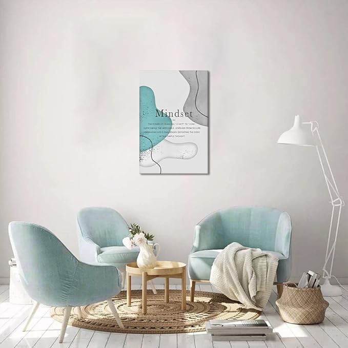 Novatique Mindset Inspirational Wall Art Motivational Canvas Wall Art Positive Affirmations Print Poster Affirmations Quotes Classroom Bedroom Decor, 24 x 36inch