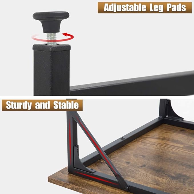 FDW Computer Desk Home Office Desk 47”W x 19”D Gaming Desk Corner Writing Black Large Student Art Modren Simple Style PC Wood and Metal Desk Workstation for Small Space，Vintage
