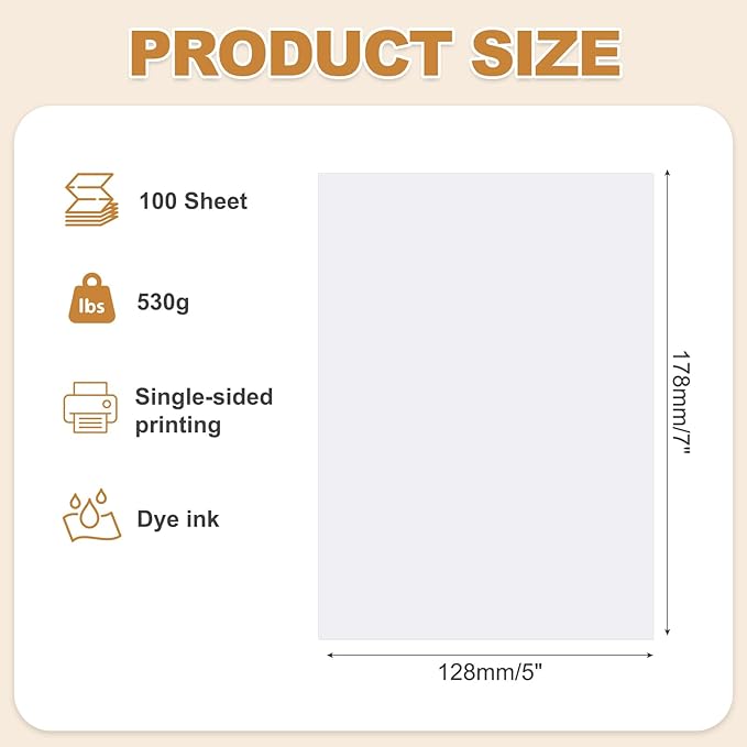 MECCANIXITY 100 Sheets Glossy Photo Paper, 5x7 Inches Picture Paper 240gsm Glossy Card Stock for Inkjet Printing Printer,Making Pictures Greeting Card Printing
