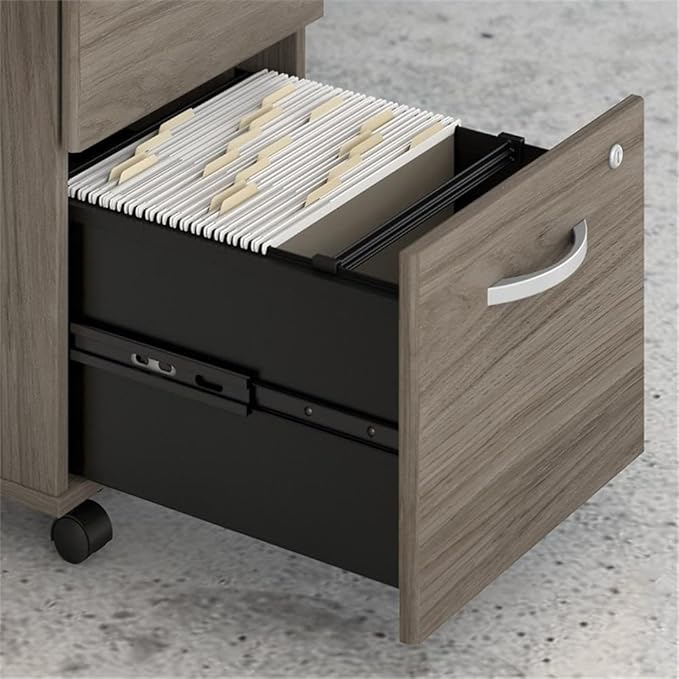 Bush Business Furniture Studio C Office Desk with Mobile File Cabinet, 72W x 30D, Modern Hickory