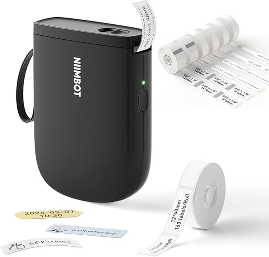 NIIMBOT D11 New Version Label Maker Machine with Tape,300DPI Bluetooth Label Printer, Portable Thermal Printer,Sticker Maker for Organizing Home Office School,Black