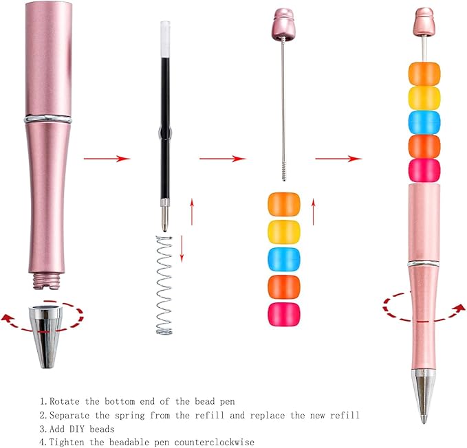 PASISIBICK 150 Pieces Beadable Pens Bulk Kit – 50 Plastic Ballpoint Pens with Refills & Bags for DIY PPL Gift– School Supplies, Office Accessories, Decorative Items for Everyone Writing