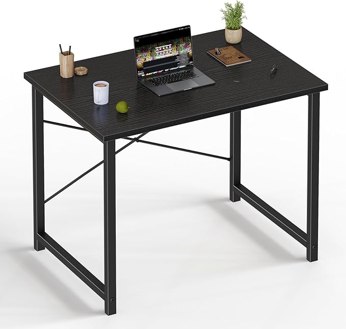 OLIXIS Small Computer Desk, 32 Inch Home Office Writing Desk for Small Spaces, Study Table with X-Shaped Reinforcement, Sturdy Bedroom Table with Scratch-Resistant Tabletop & Metal Frame, Black