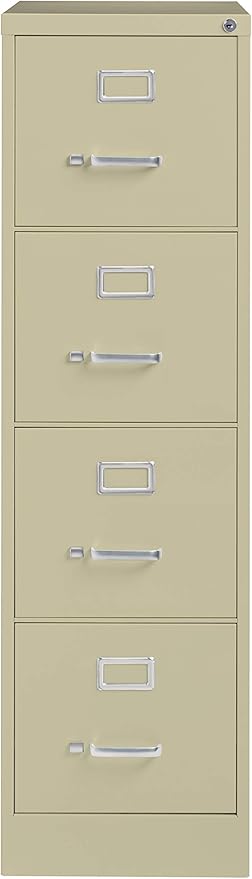 Commercial 4 Drawer Letter Width Vertical File Cabinet, 22" Deep - Putty