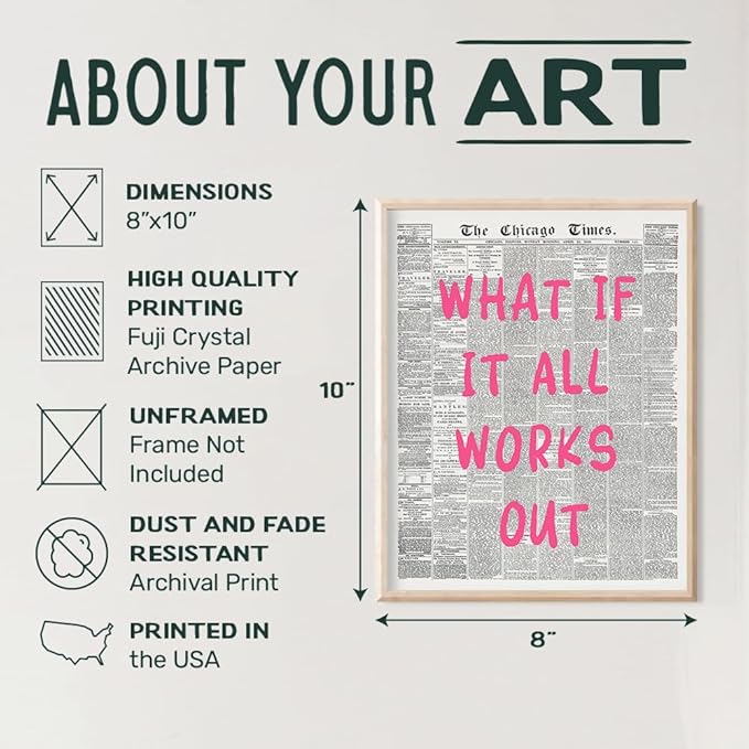 Positive Affirmations Wall Decor - CUTE TRENDY Aesthetic Wall Art - Inspirational quote Office Decor for Women - Newspaper Wall Art Unique Living room Bedroom Art Print - Motivational Quotes