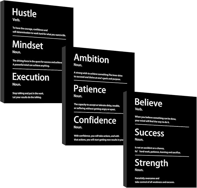 Halioyo Motivational Wall Decor, 12 x 16 Inch Inspirational Canvas Wall Art, Positive Quotes Office Painting Posters for Office Dorm Living Room Bedroom Home - 3pcs