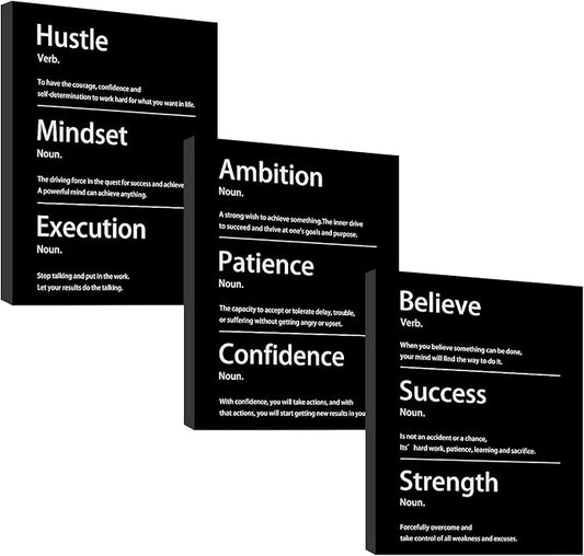 Halioyo Motivational Wall Decor, 16 x 24 Inch Inspirational Canvas Wall Art, Positive Quotes Office Painting Posters for Office Dorm Living Room Bedroom Home - 3pcs