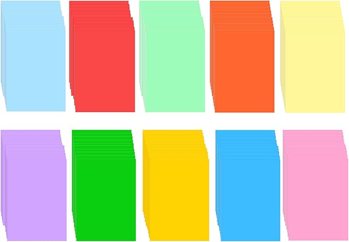 A4 Color Copy Paper - 100 Sheets - 70 GSM - 210 x 297 mm or 8.3 x 11.7 Inches - Multi Color Media for Printing Writing and Arts - Suitable for Printers and Copiers (10 Colors Mix)