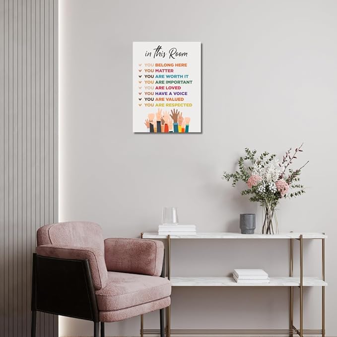 Inspirational Wall Art Framed Canvas 12 x 16 in (IN THIS ROOM) - Motivational Entrepreneur Positive Quotes Wall Arts Decor for Home Office Bathroom Bedroom Kitchen Classroom Gym