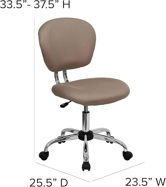 Flash Furniture Beverly Mid-Back Coffee Brown Mesh Padded Swivel Task Office Chair with Chrome Base