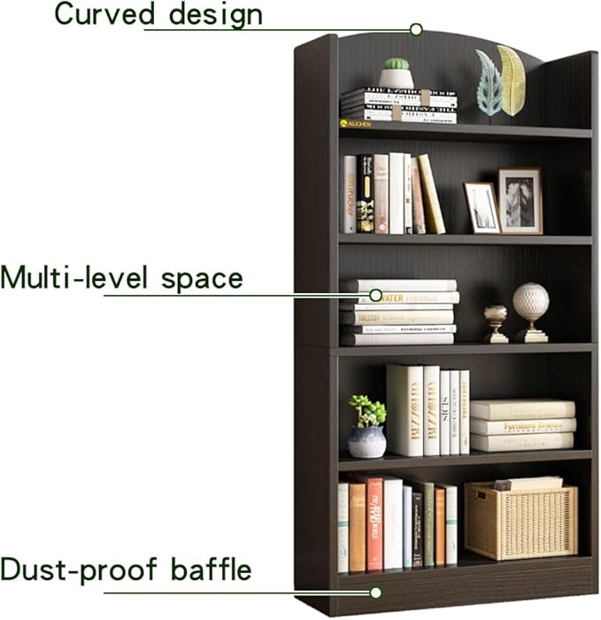 5 Shelf Bookcase, Open Bookcase Storage Shelves Floor Standing Unit Display Rack Mid-Century Modern Wood Bookshelves Storage Organizer for Bedroom, Living Room