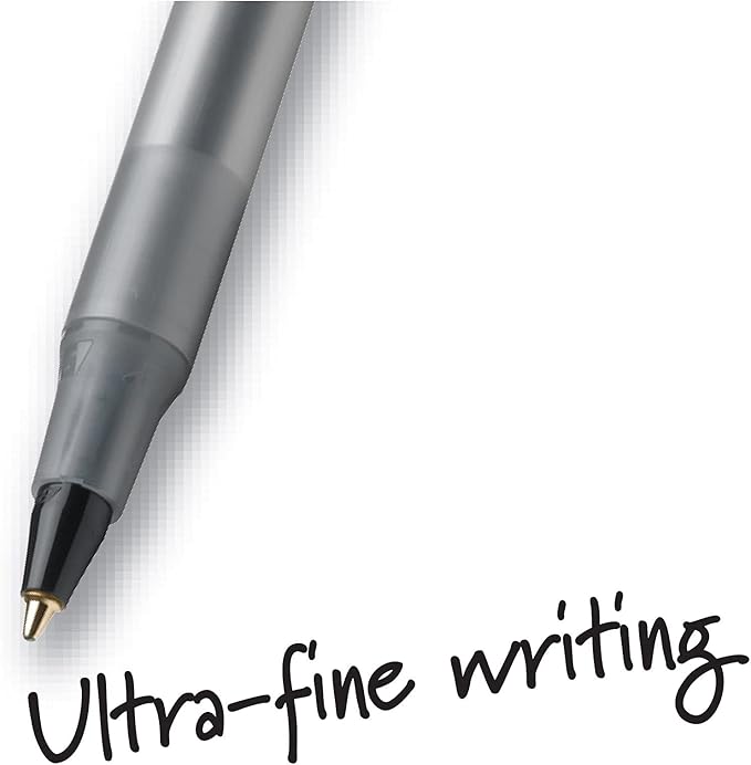 BIC Round Stic Xtra Precision Fine Black Ballpoint Pens, Medium Point (0.8 mm), 12-Count Pack, Excellent Writing Pens