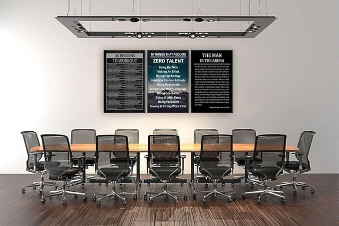 Inspirational Canvas Office Print Wall Art The Man In The Arena Motivational Picture Ten Things That Require Zero Talent Poster Painting Artwork for Home Bedroom Office Decor Frame[72''Wx 36''H]