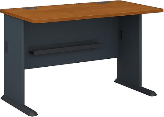 Bush Business Furniture Series A 48W Computer Desk in Natural Cherry and Slate, Small Office Table for Home or Professional Workspace