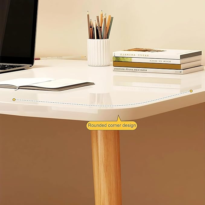 Modern White Wooden Computer Table, 40" L x 20" W x 30" H inches – Durable and Stylish Desk for Home Office, Bedroom, or Study