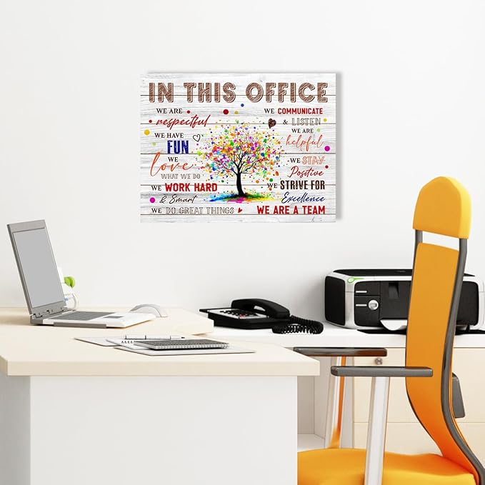 In This Office Wall Decor,Positive Teamwork Quote We Are Team Wall Art Canvas Framed for Home Office Wall Decor 12 x 15 in