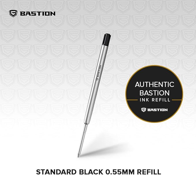 BASTION® Premium Pen Refill, Deeply Pigmented Ink for All Bolt Action Luxury Pens, Standard Ink Refill with 0.55mm Fine Tip - Black 6 Pieces