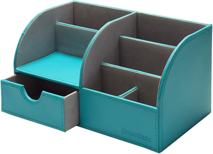 UnionBasic Desk Organizer - Multifunctional Leather Desktop Pen Holder Storage Box - Business Card/Pen/Pencil/Mobile Phone/Stationery Holder