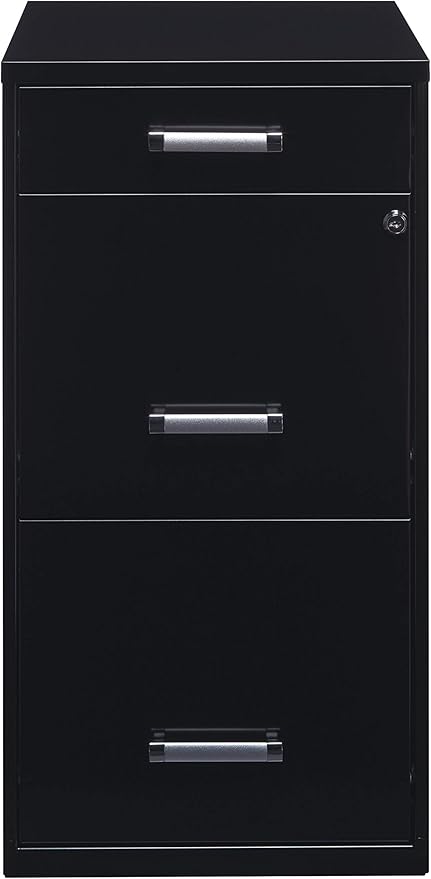 18in. Deep 3 Drawer Metal Organizer File Cabinet with Pencil Drawer, Black