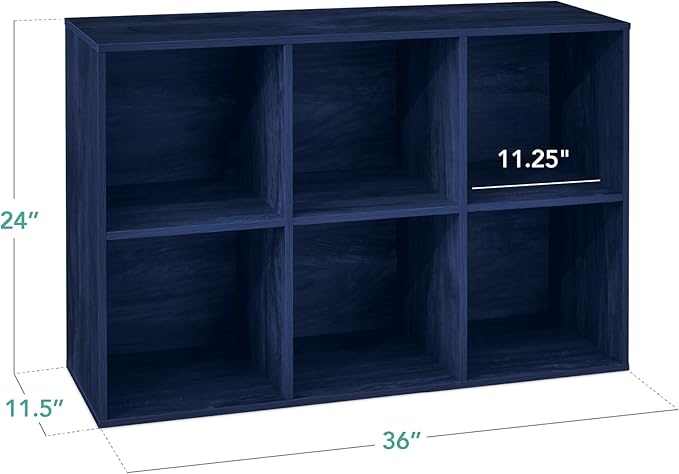 Best Choice Products Kids Bookcase 6-Cube Storage Organizer, 11in Shelf Opening, Bookshelf, Toy Storage, Customizable w/ 3 Removable Back Panels – Navy