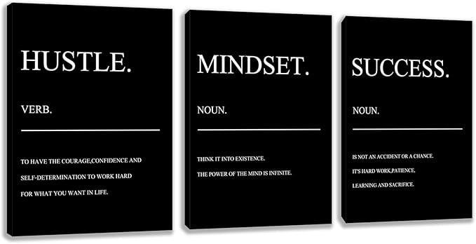 3 Panel Print Canvas Wall Art Motivational Office Wall Decor Painting Inspirational Posters Modern Inspiring Artwork for Home Living Room Bedroom Wall Decor Office Wall Art Ready to Hang - 48"Wx24"H