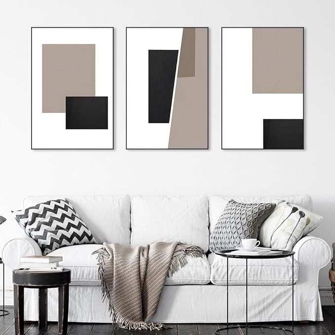 Canvas Framed Wall Art, Geometric Home Wall Art Decor Paintings, Large 24 X 32 Inch Black and White Abstract Decorative Wall Art for Living Room Bedroom Office Wall Decorative Paintings