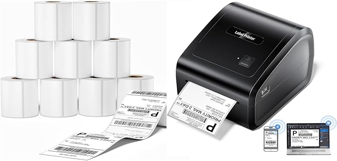 D550 Pro Wireless Thermal Labels Printers&2500Pcs Shipping Address Labels,Bluetooth Thermal Label Printer for Small Business,Office, Home,Support Bluetooth/Ethernet/USB