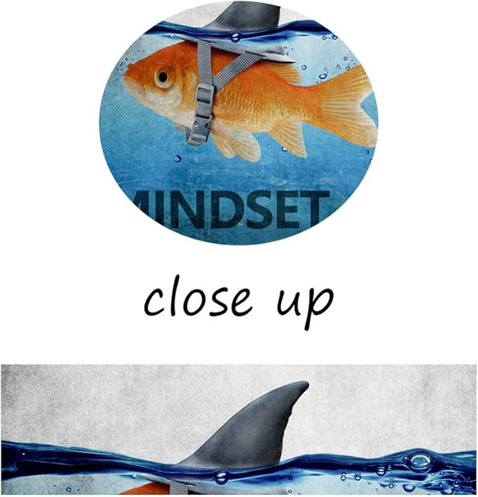 Goldfish Shark Canvas Wall Art Inspirational Entrepreneur Quotes Poster Mindset is Everything Motivational Painting Picture Print Artwork for Living room Bedroom Office Home Decor Framed (12" Wx16 H)
