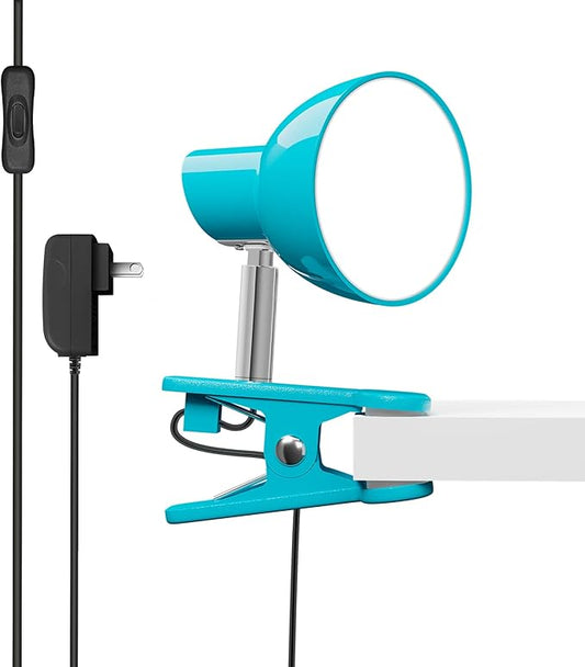 LED Clip lamp,5W Super Bright Desk Light, 330° Rotation Small Lamp with Clamp on Desk/Table/Bed Headboard/Cupboard Home Lighting, Modern and Save Space Illumination Powerful Lamp Blue