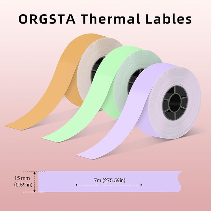 ORGSTA S001 Label Maker Machine with Tape, Bluetooth Label Maker for Home and Office Organization, Thermal Label Printer Mini Printer with 3 Roll Continuous Label Tapes - Purple/Green/Orange