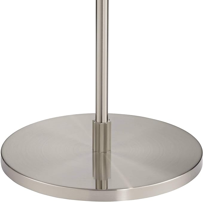 Possini Euro Design Modern Standing Arc Floor Lamp Adjustable Boom Arm 69" Tall Brushed Nickel Off White Linen Fabric Drum Shade Decor for Living Room Reading House Bedroom Home