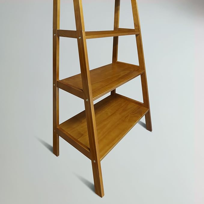 Casual Home 100% Solid Wood 5-Shelf Ladder Bookcase, Standard, 72" H, Chestnut