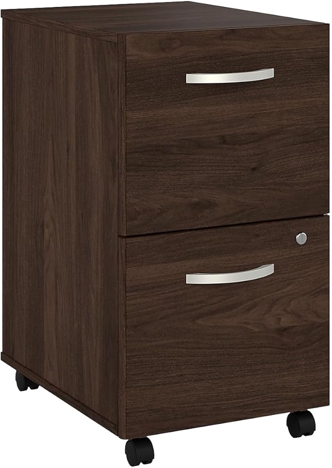 Bush Business Furniture Hybrid 2 Drawer Mobile File Cabinet in Black Walnut - Assembled
