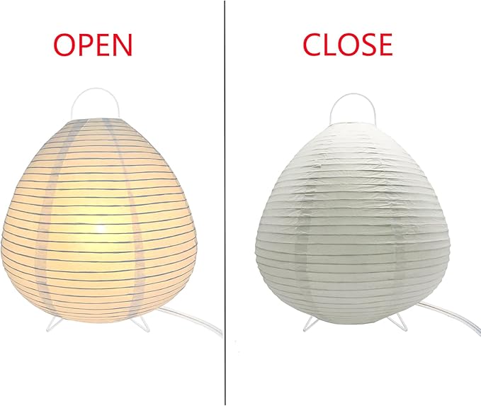 Paper Lamp Desk Lantern Table Lamps Rice Paper Bedside Nightstand Portable Small Light for Living Room Bedroom (1, 14.5"x12"x12")
