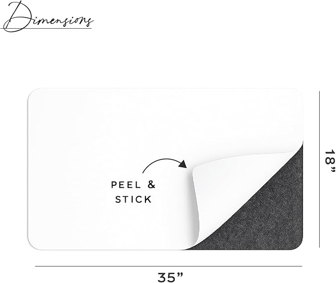 Orelle Felt Bulletin Board | 35 x 18” | Foldable Peel and Stick Felt Board for Wall | Alternative Cork Board for Office, Message Board, Kids Art Display | Charcoal
