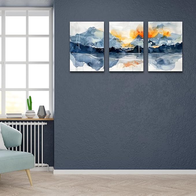 TTHYUEWS Large Wall Art Prints Artwork Living Room Wall Art 3 Pcs Mountain Landscapes Canvas Wall Decor for Bedroom Office Decoration Bathroom Abstract Pictures Modern Paintings Aesthetic Home Decor