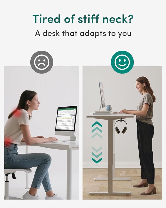 CubiCubi 63 x 28 Large Standing Desk, Height Adjustable Electric Computer Desk, 28" Deep Desktop, Sit Stand up Home Office Workstations with 4 Preset Heights, White