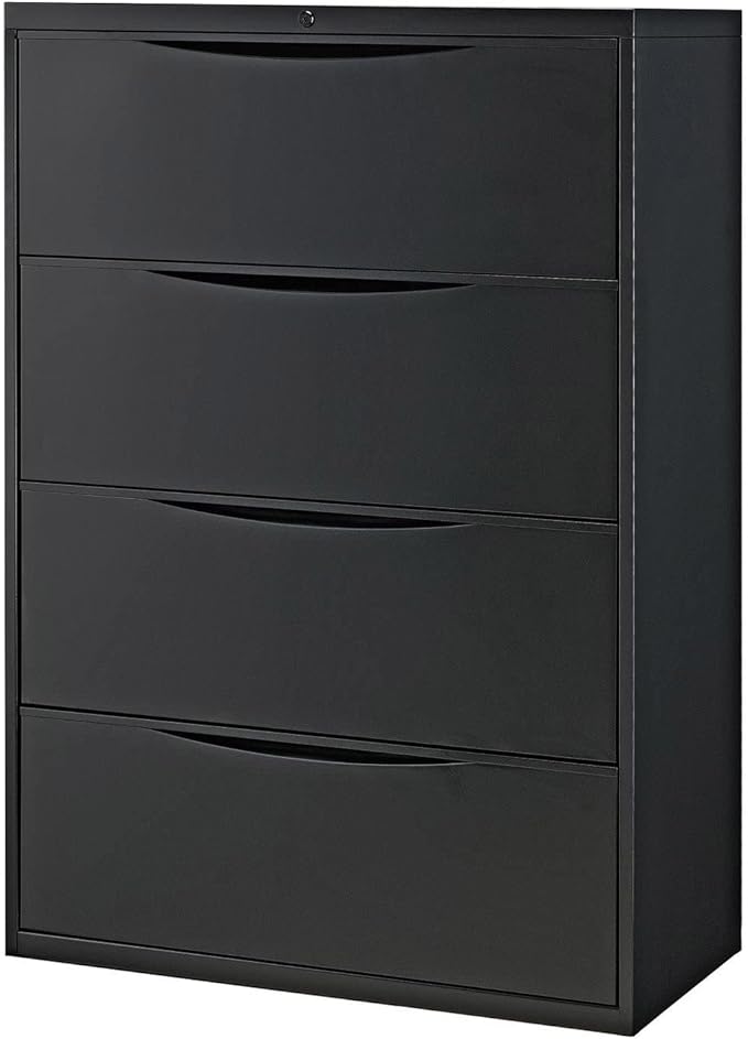 Global Industrial 36" W Premium Lateral File Cabinet, 4 Drawer, Black