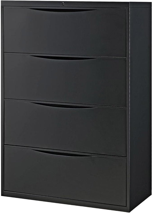 Global Industrial 36" W Premium Lateral File Cabinet, 4 Drawer, Black