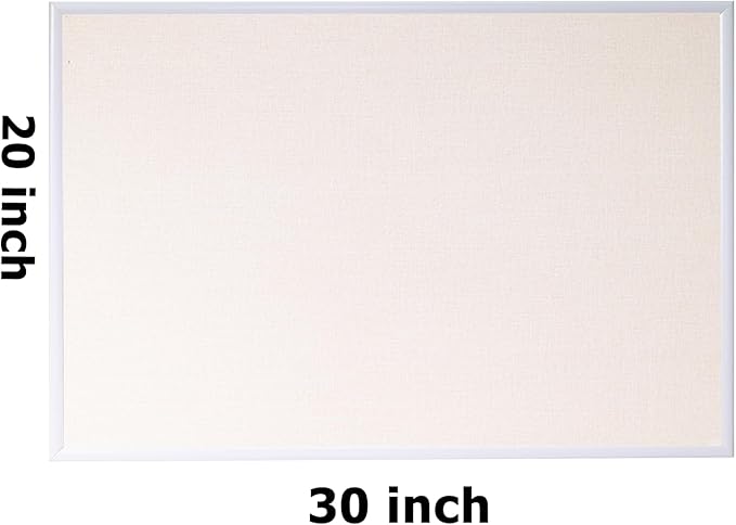 20x30 inch Large Linen Bulletin Board, Cork Board for Walls, White European Frame Style, Vision Board, Pin Wood, Ideal for Shool, Home and Office