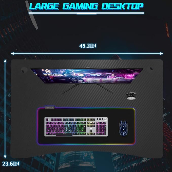 FDW Computer Desk,Gaming Desk 45.2 inches Student PC Desk Writing Desk Office Desk Extra Large Modern Ergonomic Racing Style Table Workstation Carbon Fiber Cup Holder Headphone Hook